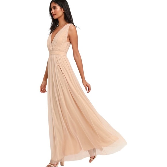 Romantic Moment Nude Mesh Maxi Dress - Picture 7 of 13